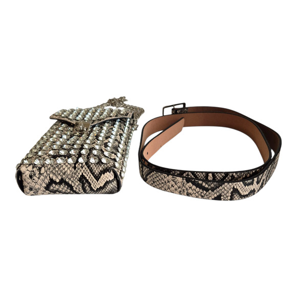 LMD/9000 Collection Rhinestone Crossbody Purse & Belt NWT Designed in Italy Chic - Picture 10 of 11